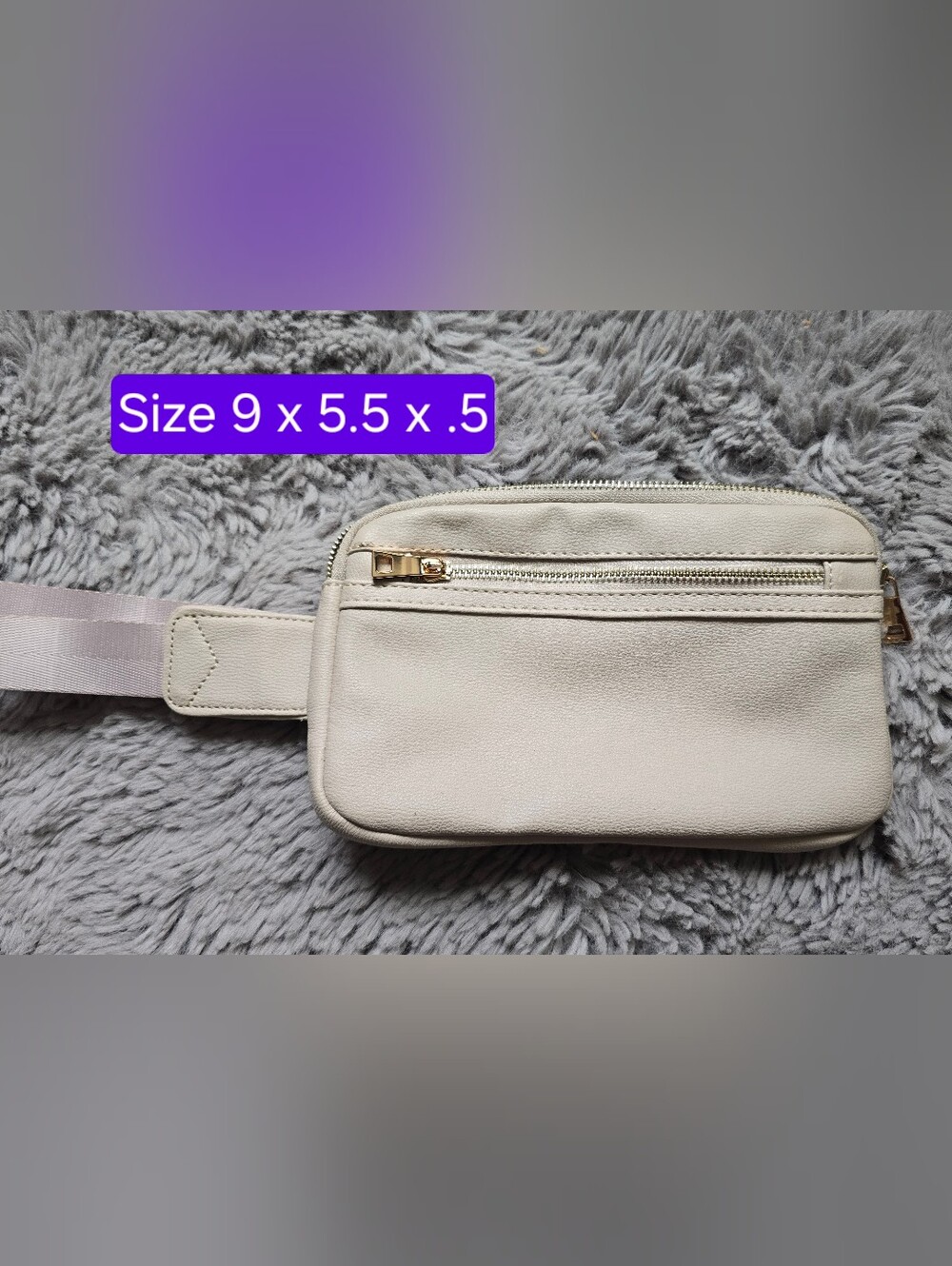 Cream Women's Crossbody Bag with Gold Zipper